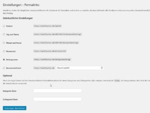 Einstellungen Permalinks sprechend