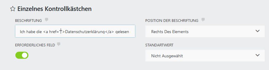 Ninja Forms Link zum Datenschutz einfügen